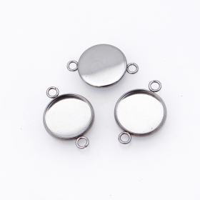 100PCS Stainless steel ID16MM Roun Bezel with two loop