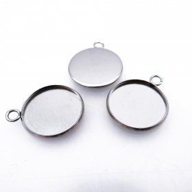 100PCS ID20MM Stainless steel component Roun Bezel with one Loop