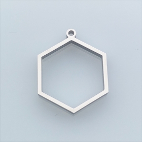 Stainless Steel Open Back Bezel Pendants,For DIY UVResin,Hexagon