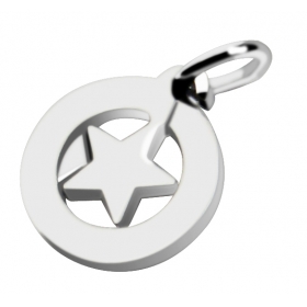 5pcs Stainless Steel circle with star Pendant