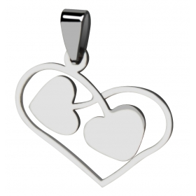5pcs Stainless Steel Double Hearts Pendant