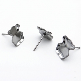 100PCS 9x11mm Stainless steel Stud Earring Bear Bezel