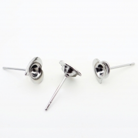 100PCS 7.5x7mm Stainless steel Stud Earring Flower Bezel