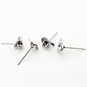 100PCS 7mm Stainless steel Stud Earring Flower Bezel