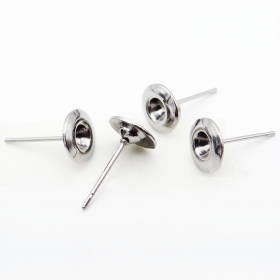 100PCS 7.5mm Stainless steel Stud Earring Square Bezel