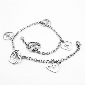 10PCS Stainless steel bracelet with charms 7.5 inch