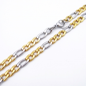 10PCS/lot 1.2mm Inox 2 tones gold&silver Figaro Chain necklace