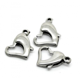 10PCS Stainless steel Heart Lobster Clasps 13mmx11mm