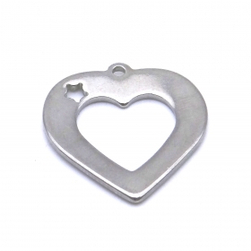 10PCS Stainless steel 316L heart pendant charm 19X20X1.5mm