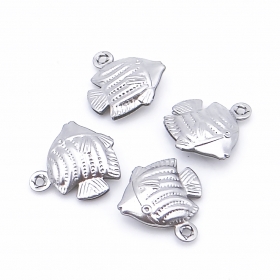 100PCS Stainless steel 304 fish shape charm 13x12x4mm