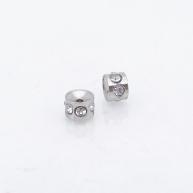 10PCS6x4mm Stainless steel spacer bead rondelle with rhinestone