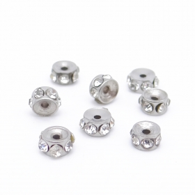 10PCS4X2.8 Stainless steel spacer bead rondelle with rhinestone