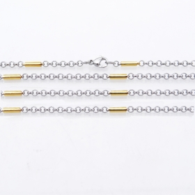 10PCS Inox Rolo chain with gold plated tube1x3mm link,Necklace