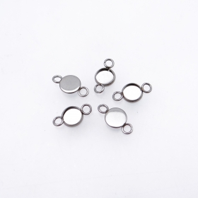 100PCS ID6.5MM Stainless steel Roun Bezel with two loop