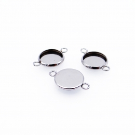 100PCS Stainless steel ID12MM Roun Bezel with two loop