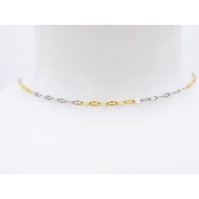 Inox 2 tones gold & silver Lip chain 1.7mmx3.5mm Necklace 18inch