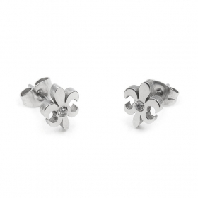 10PCS Stainless Steel 8X10mm Stud Earrings Lily with rhinestone