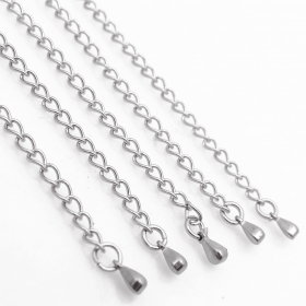 100PCS Stainless steel2" extention chain with tail chain pendant
