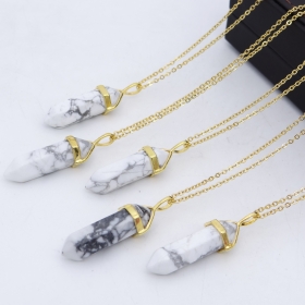 10PCS Howlite pendant Necklaces with gold steel jewellery chain