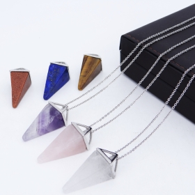 1pcs/lot Gemstone Pendants with Brass Triangle plated 15x35mm