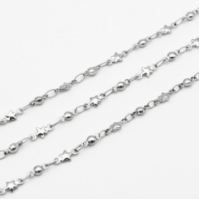 10 meters Stainless steel desiger bead+star chain