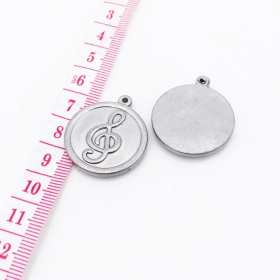 50pcs 25mm/18mm Stainless steel pendant charm music note engrave