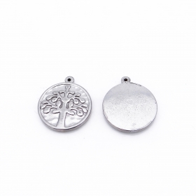 50PCS 25mm/18mm Stainless steel pendant charm life tree engrave