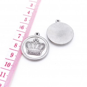 50pcs 25mm/18mm Stainless steel pendant charm crown engrave