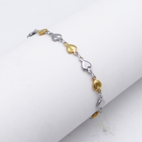 10PCS Inox 7" Heart charm chain bracelet with toggle clasp