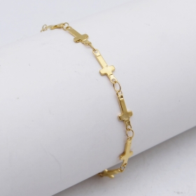 10PCS Inox7" cross chain bracelet with toggle clasp gold plating