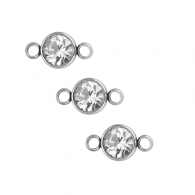 50PCS 6mm stainless steel charms with 4mm cubic zirconia