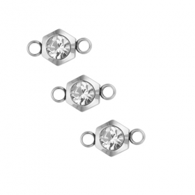 50PCS 12x6x3.5mm Stainless steel connector charm with CZ