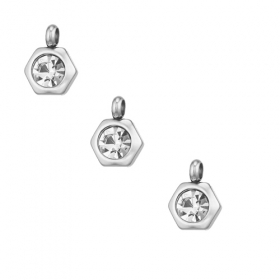 50PCS 6.7x10x3.5mm Stainless steel Pendant charm with CZ
