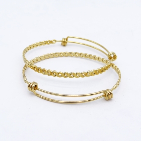 10pcs/lotStainless steel braided adjustable bangle in gold color