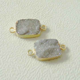1pcs/lot Natural Druzy Crystal Pendant Charms with gold edge