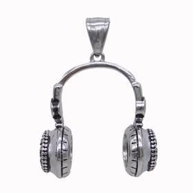 Stainless Steel Pendants earphone mic 34x30mm