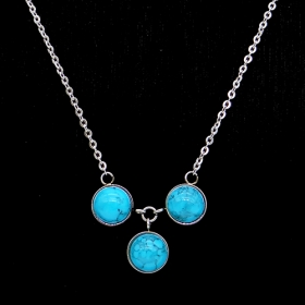 1PCS Stainless steel necklace&semi-precious stone pendant 22"
