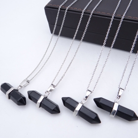 10PCS Obsidian natural stone pendant necklace 32mm stone