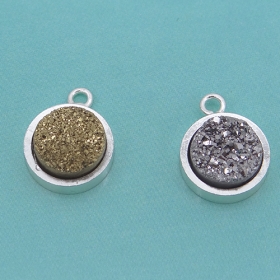 10pcs/lot Doreen beads 10mm drusy pendant silver plated base
