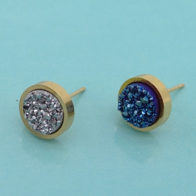 10pcs/lot Doreen beads 10mm drusy earrings stud gold color base
