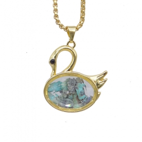 1PCS Alloy swan pendant gold plating small pieces of turquoise
