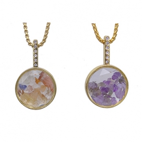 1PCS Gemstone Pendants with Glass&Zinc Alloy gold color plated