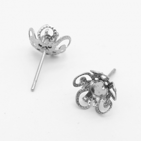 100pcs 10x6mm earring setting flower earring stud