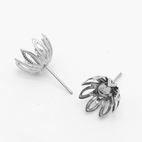 100pcs 11x6mm earring setting flower earring stud