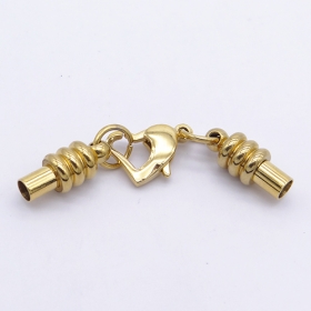 5pcs stainless steel cordend caps clasp hole 3mm gold color