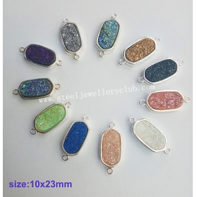 10pcs Crystal drusy mix colors connectors in silver edge