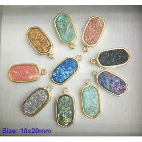 10pcs Crystal druzy mix colors pendant in gold edge