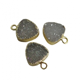 1PCS Electroplate Natural color Druzy Pendant with gold edge