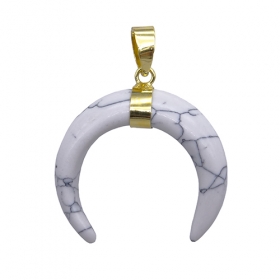 1pcs gemstone white howlite crescent horn pendant