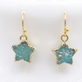 1pairs Druzy Earring Brass with Quartz Agate Star Earring